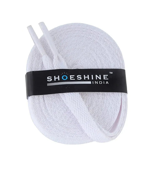 SHOESHINE Flat Shoelace (1 Pair) White sports and sneaker shoe laces