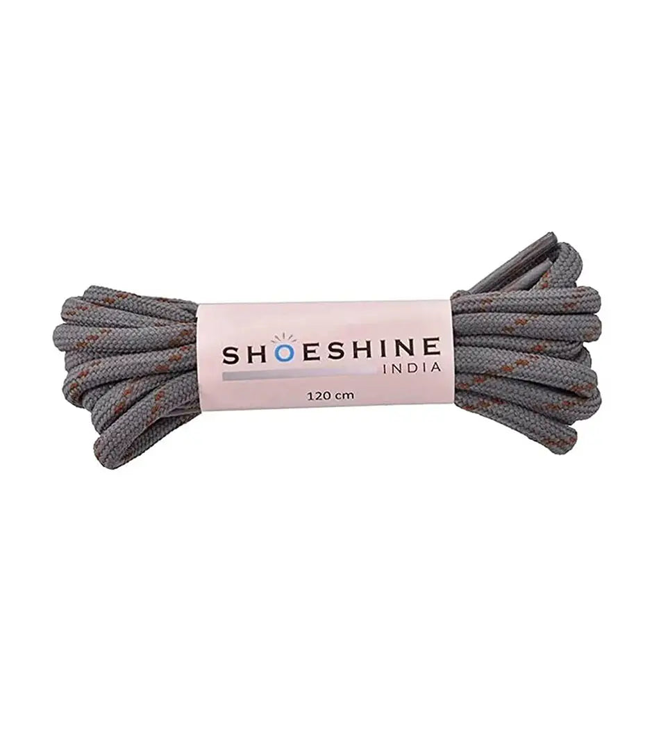SHOESHINE Shoe Lace (1 Pair) 4mm Black with Orange Dot Round Shoelace & Boot Laces