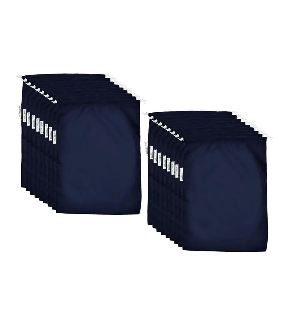 SHOESHINE Shoe Bag (Pack of 18) Water Resistant and Dust Proof Shoe Storage Bag - Navy Blue