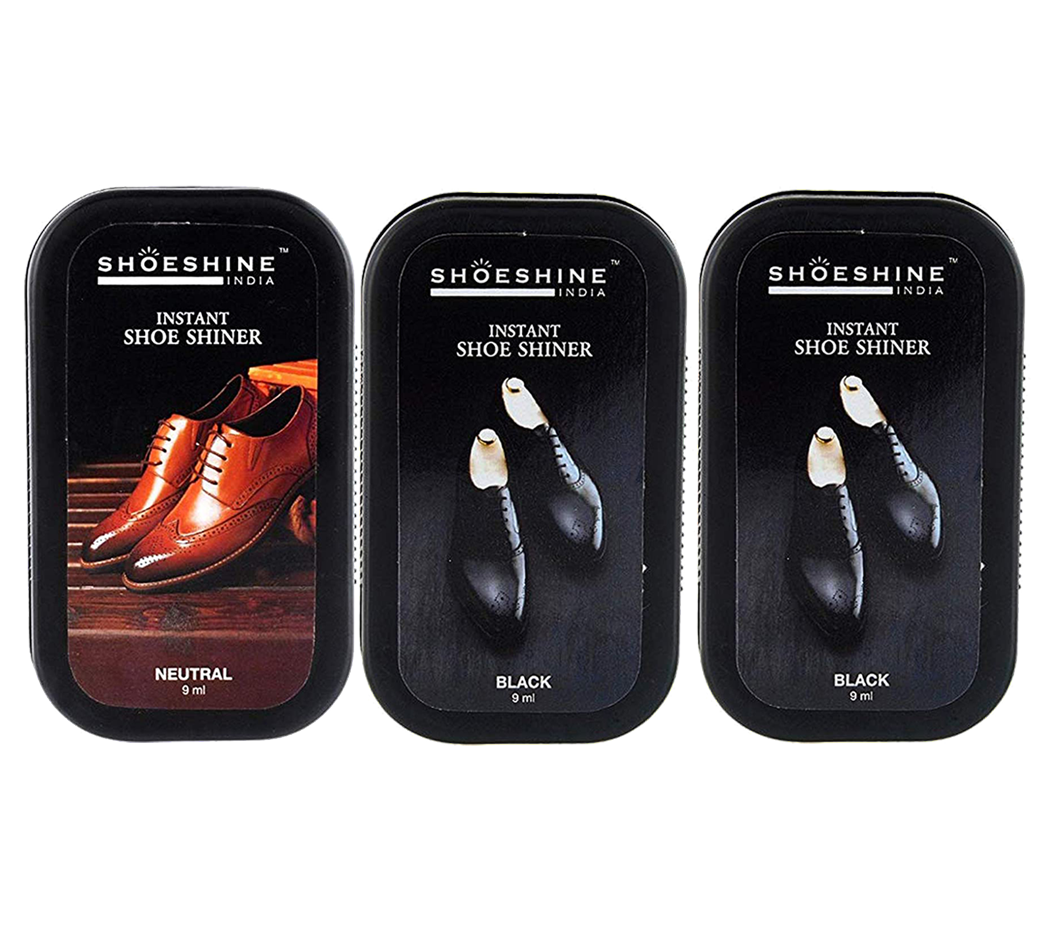 SHOESHINE shoe shiner 2 Black + 2 Neutral (Pack of 4)- instant shoe shine sponge