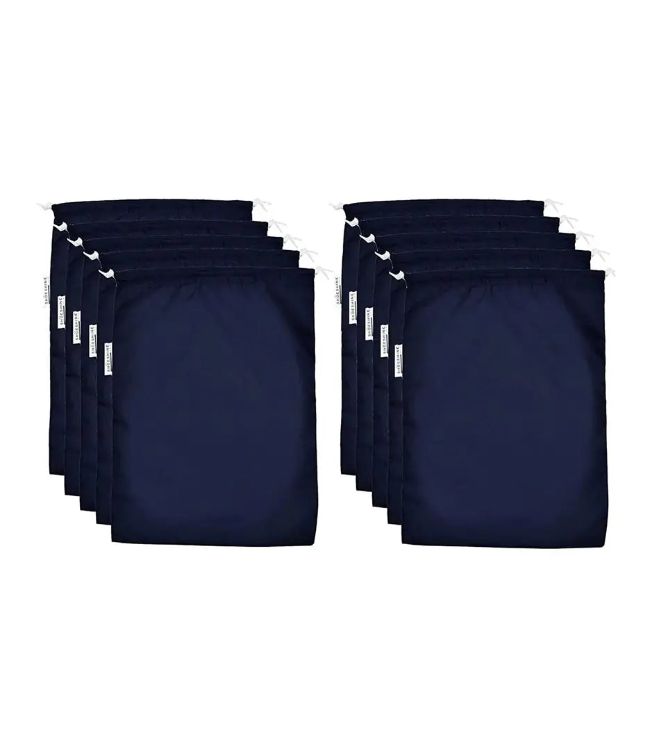 SHOESHINE Shoe Bag (Pack of 10) Water Resistant and Dust Proof Shoe Storage Bag - Navy Blue