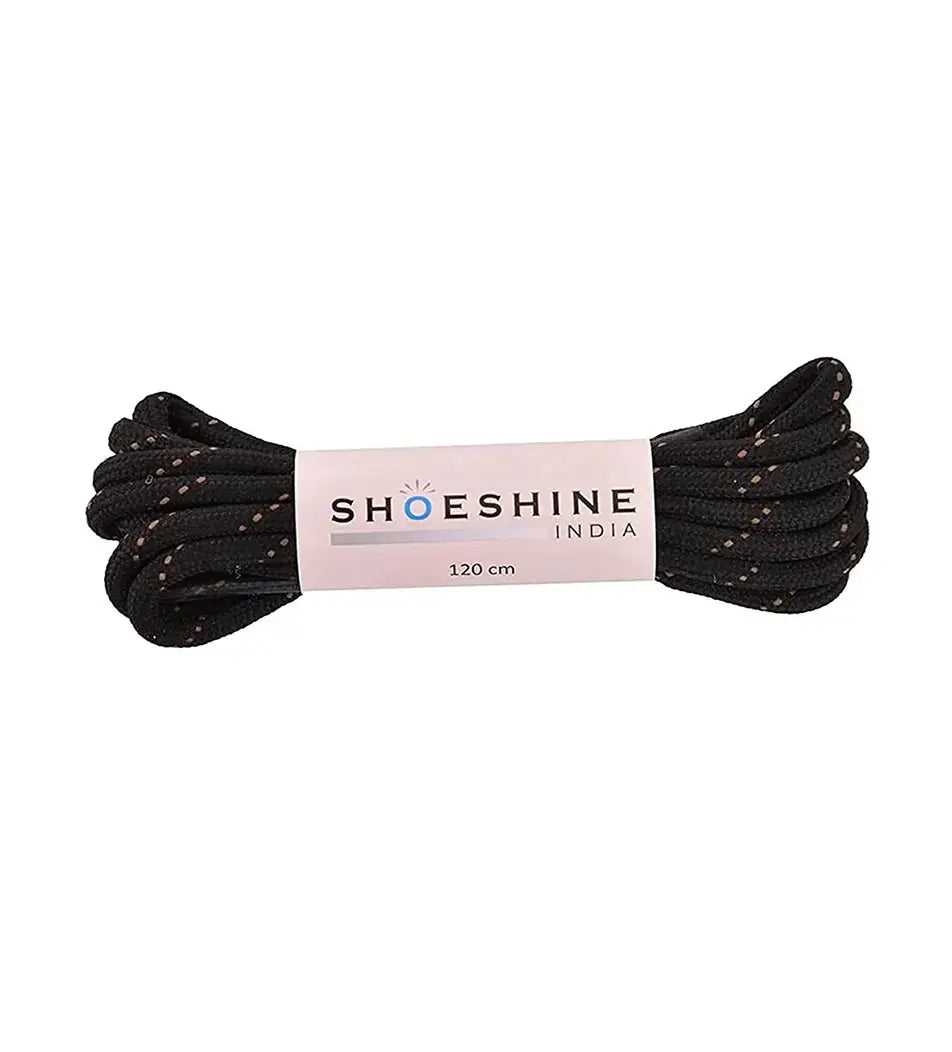 SHOESHINE Shoe Lace (1 Pair) 4mm Dark Brown with 2 White Lines Round Shoelace & Boot Laces