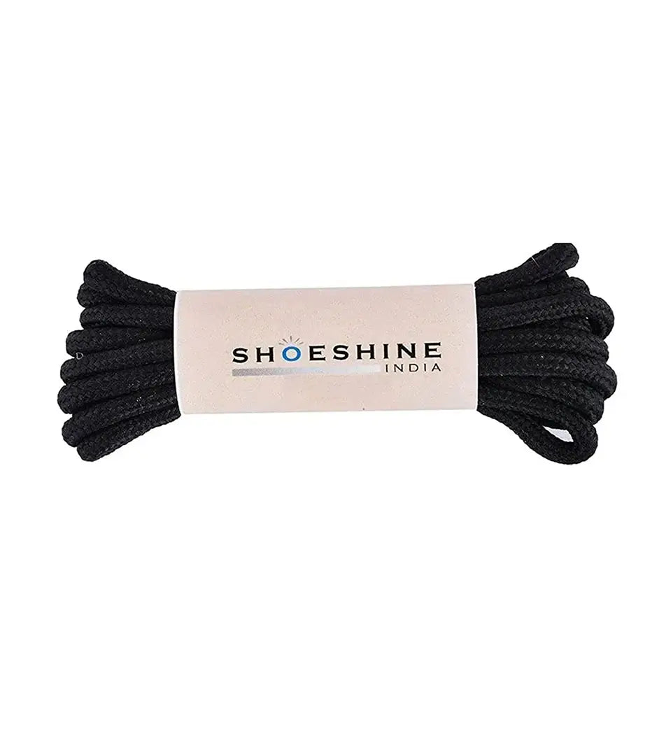 SHOESHINE Shoe Lace (1 Pair) 4mm Black with Single White Line Round Shoelace & Boot Laces