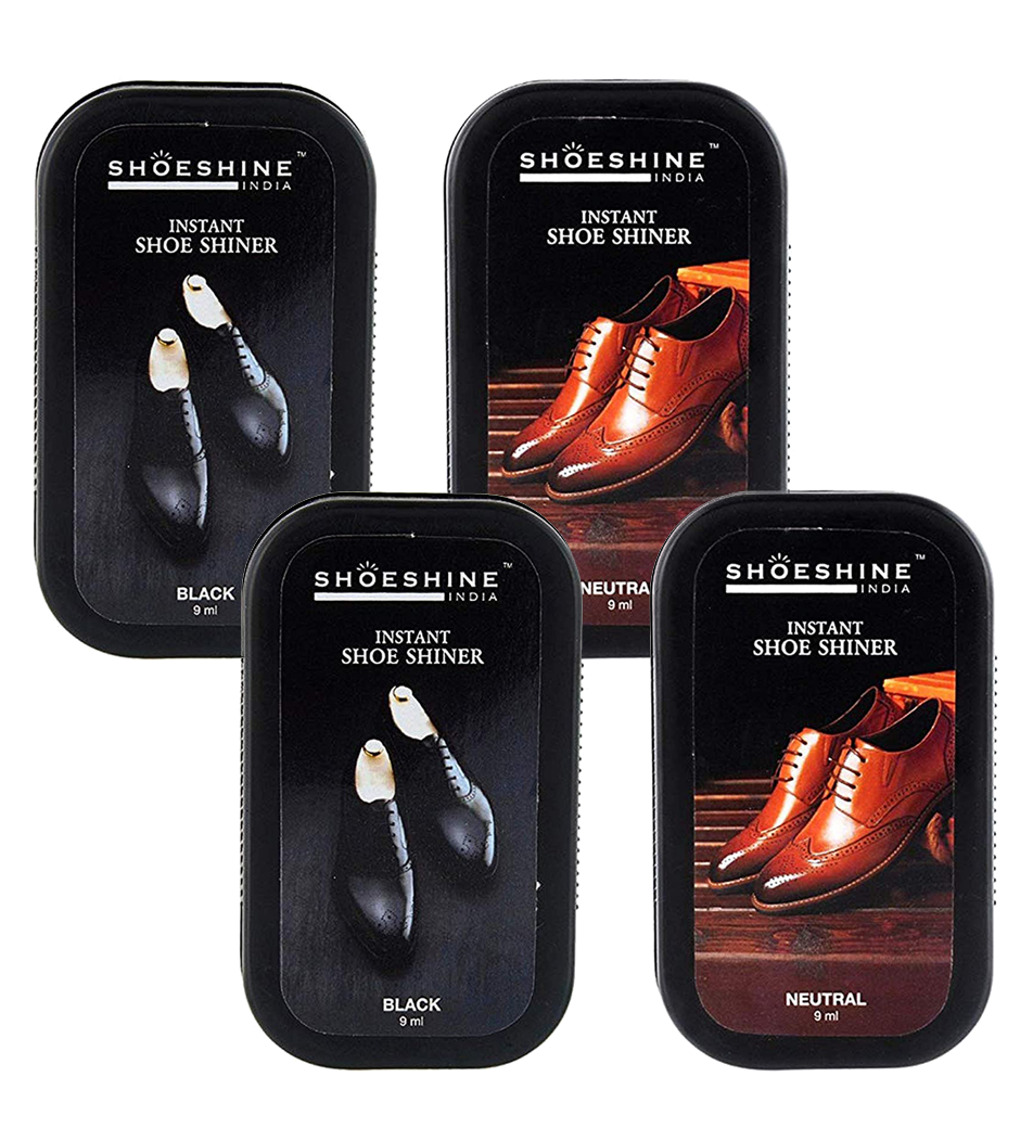 SHOESHINE shoe shiner 1 Black + 1 Neutral (Pack of 2)  - instant shoe shine sponge