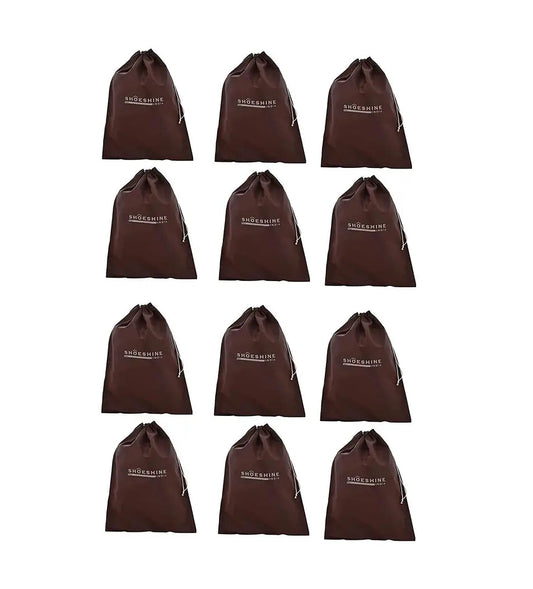 SHOESHINE Shoe Bag (Pack of 12) Shoe Storage bag for home & travel - Brown & Beige