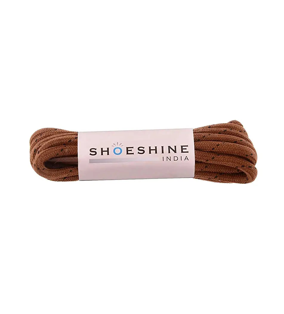 SHOESHINE Shoe Lace (1 Pair) 4mm Chiku with Black Dot Round Shoelace & Boot Laces