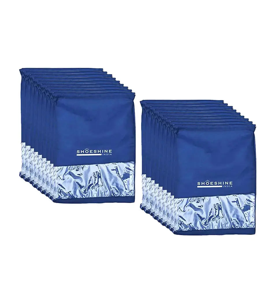 SHOESHINE Shoe Bags (Pack of 12) Travel Shoe Pouch - Navy