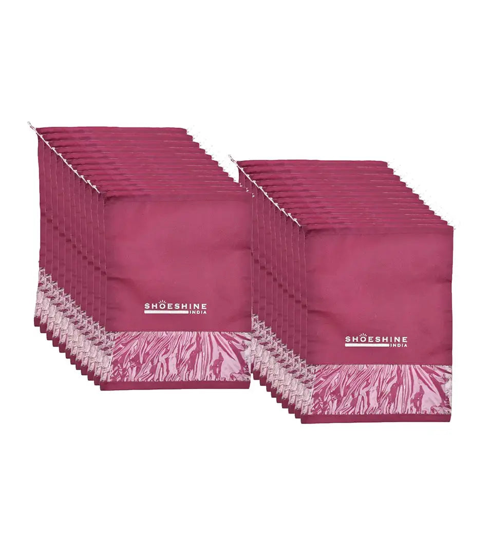 SHOESHINE Shoe Bags (Pack of 6) Travel Shoe Pouch - Pink