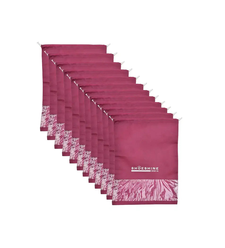 SHOESHINE Shoe Bags (Pack of 24) Travel Shoe Pouch - Pink