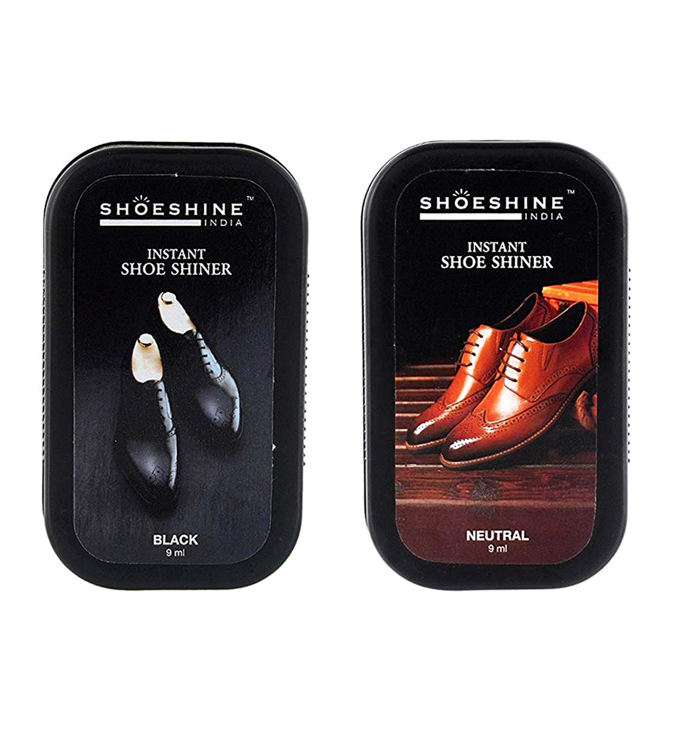 SHOESHINE shoe shiner 2 Black + 2 Neutral (Pack of 4)- instant shoe shine sponge